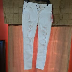 True Religion White Skinny Distressed Jeans